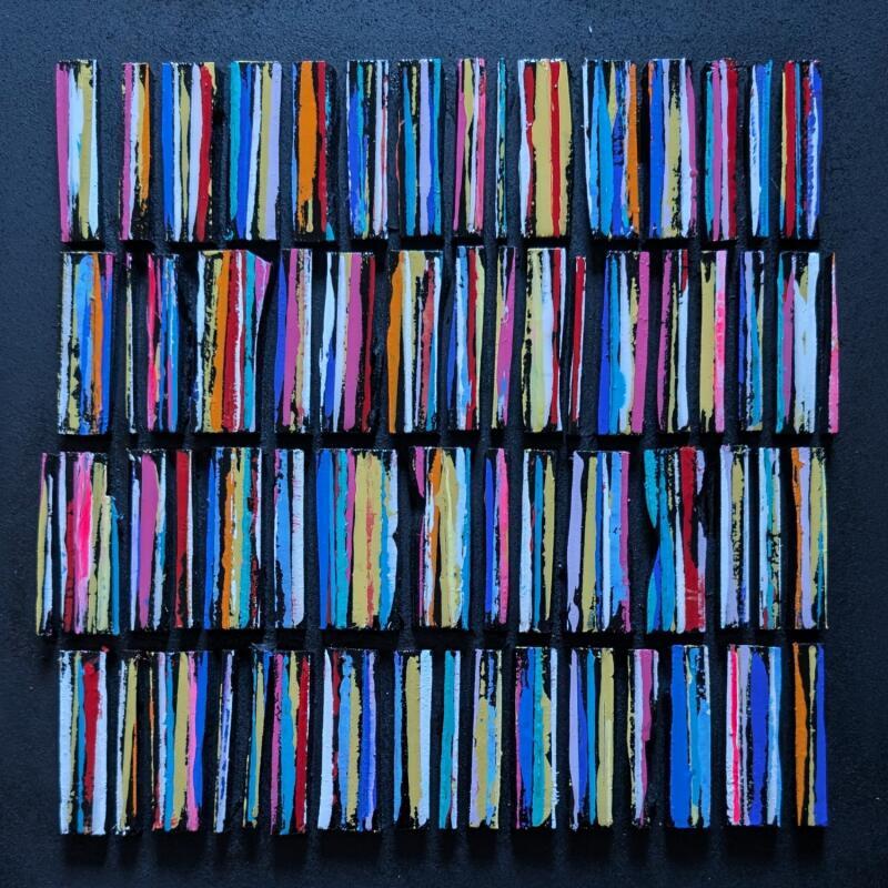 Painting Bc20 street ocre rouge bleu by Langeron Luc | Painting Subject matter Wood Acrylic Resin