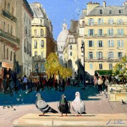 Peinture Trio en Paris par Xanlar | Tableau Impressionnisme Huile