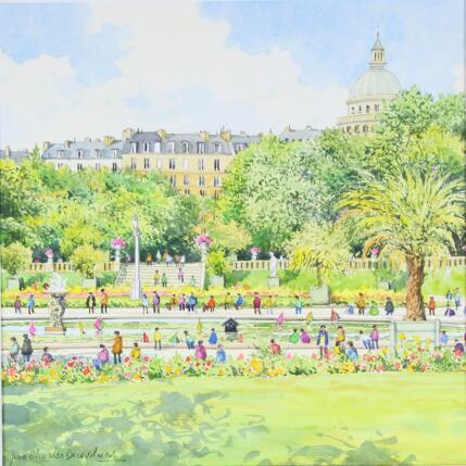 Peinture Paris, les jardins du Luxembourg par Decoudun Jean charles | Tableau Figuratif Aquarelle Urbain
