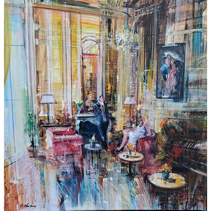 Painting Le moment Champagne by Frédéric Thiery | Painting Figurative Acrylic