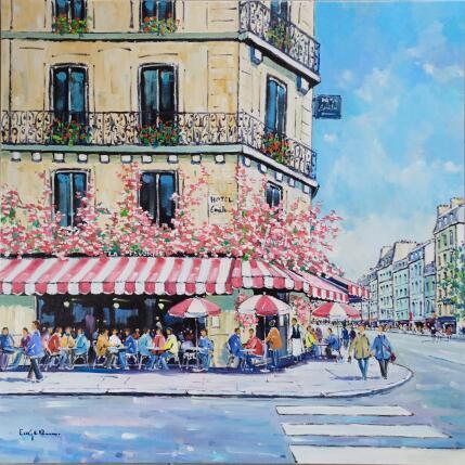 Peinture LA FAVORITE, RUE DE RIVOLI A PARIS par Euger | Tableau Figuratif Huile Scènes de vie, Société, Urbain
