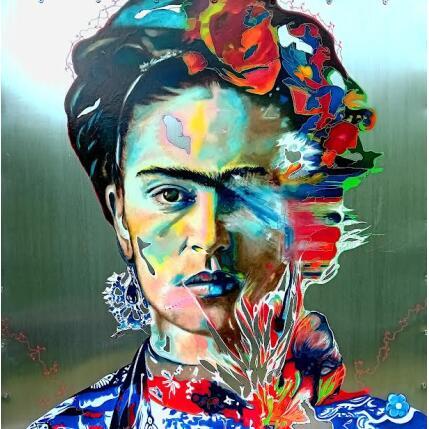 Peinture Frida K. par Medeya Lemdiya | Tableau Pop-art Acrylique, Métal Icones Pop