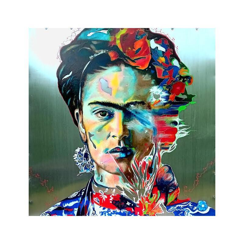 Painting Frida K. by Medeya Lemdiya | Painting Pop-art Pop icons Metal Acrylic