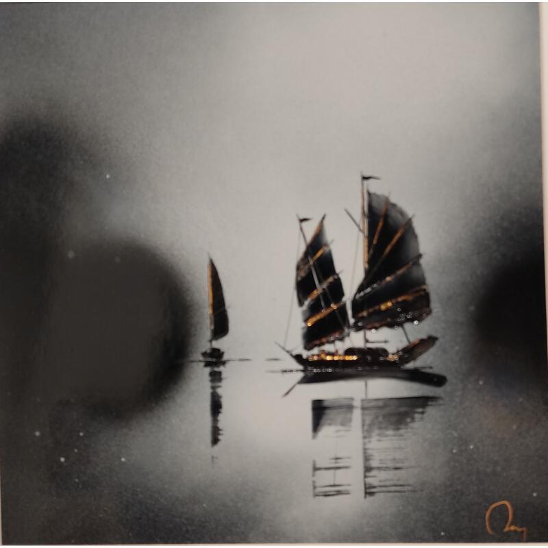 Painting Souvenirs by Rey Julien | Painting Figurative Gold leaf