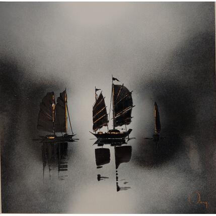 Painting Indochine by Rey Julien | Painting Figurative Gold leaf