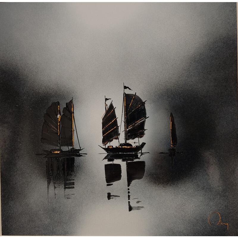 Painting Indochine by Rey Julien | Painting Figurative Gold leaf