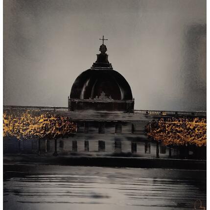 Painting Crépuscule Lyonnais by Rey Julien | Painting Figurative Gold leaf