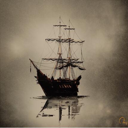 Painting Voyages by Rey Julien | Painting Figurative Gold leaf