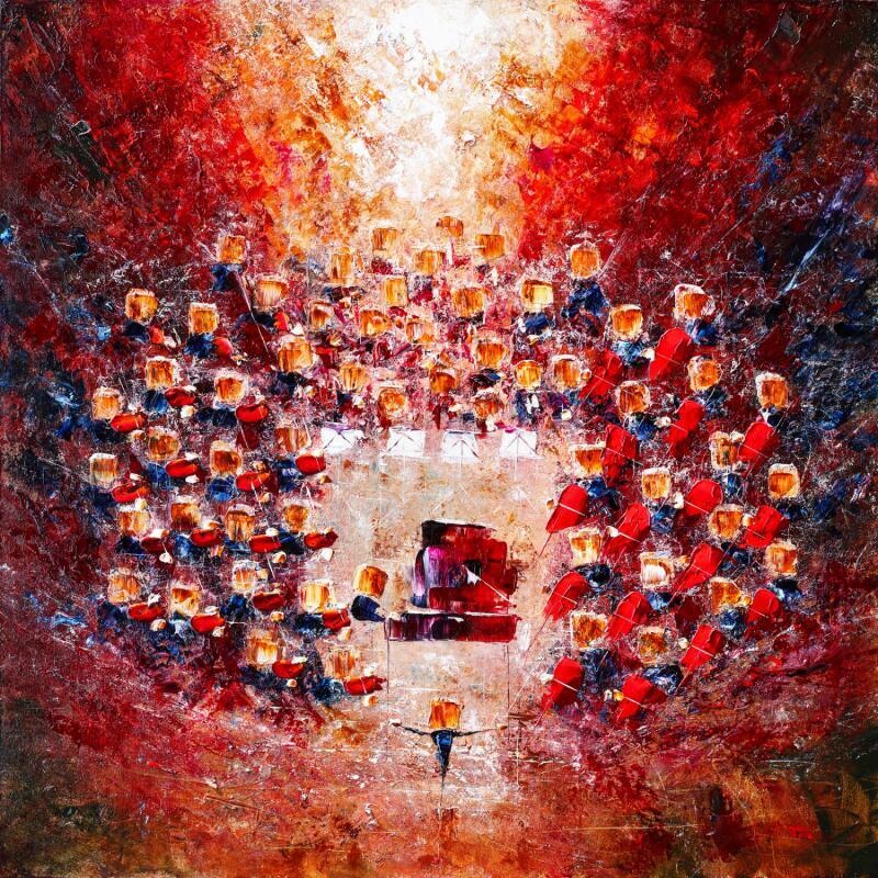 Painting Concert rouge flamboyant by Reymond Pierre | Painting Figurative Music Oil