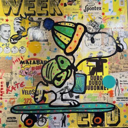 Peinture Snoopy and Woodstock skate par Kikayou | Tableau Pop-art Acrylique, Collage, Graffiti