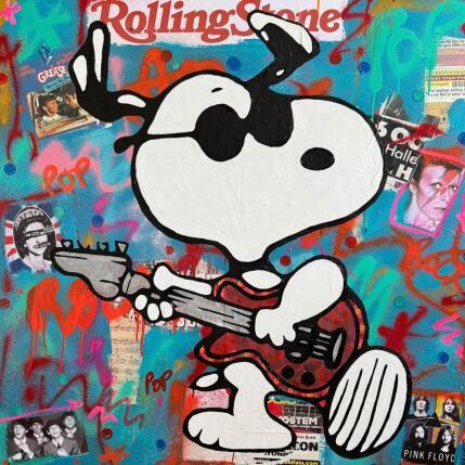 Peinture Snoopy rock par Kikayou | Tableau Pop-art Acrylique, Collage, Graffiti Icones Pop