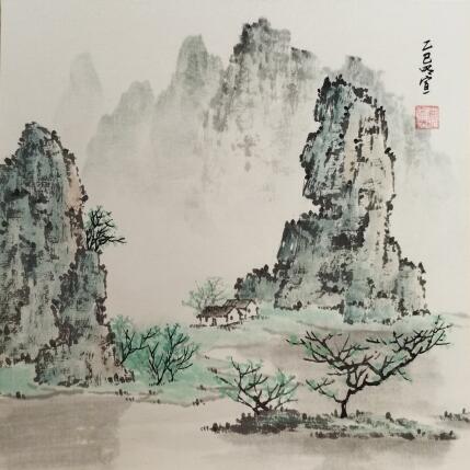 Painting Spring  by Du Mingxuan | Painting Figurative Ink, Watercolor Landscapes, Pop icons