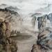 Gemälde Foggy valley von Du Mingxuan | Gemälde Figurativ Landschaften Aquarell Tinte