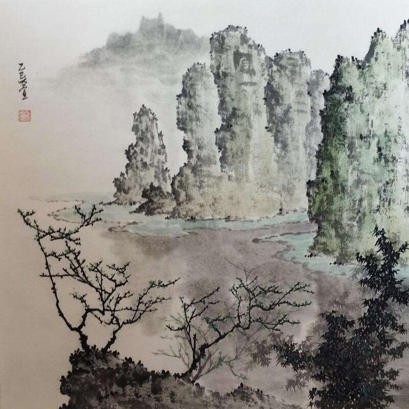Peinture Spring river par Du Mingxuan | Tableau Figuratif Paysages Aquarelle Encre