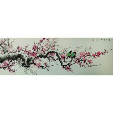 Gemälde Amours florales von Du Mingxuan | Gemälde Figurativ Aquarell, Tinte Landschaften, Tiere