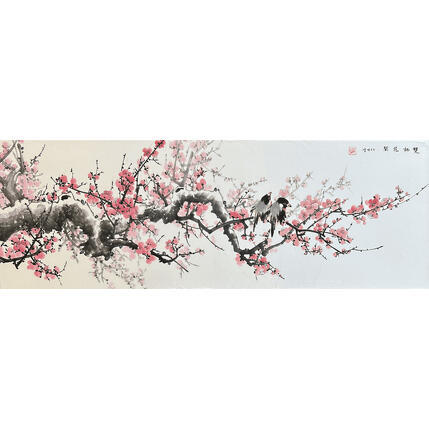 Peinture Amours florales par Du Mingxuan | Tableau Figuratif Aquarelle, Encre Animaux, Paysages