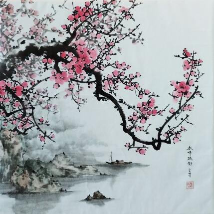 Gemälde Soupir au bord de l'eau von Du Mingxuan | Gemälde Figurativ Aquarell, Tinte Landschaften