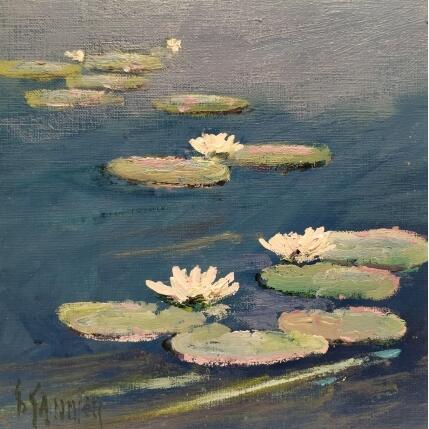 Painting nénuphars rose by Sannier Daniel | Painting Impressionism Oil Landscapes, Pop icons