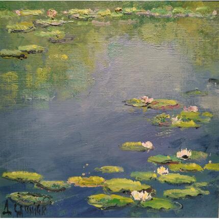 Painting nymphéas by Sannier Daniel | Painting Impressionism Oil Landscapes, Pop icons