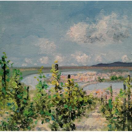 Painting vignobles sur les hauteurs du Rhone by Sannier Daniel | Painting Impressionism Oil Landscapes