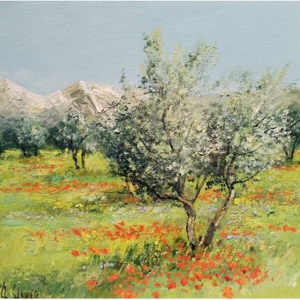 Painting oliviers et coquelicots 2 by Sannier Daniel | Painting Impressionism Oil Landscapes