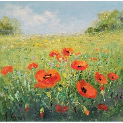 Painting les coquelicots by Sannier Daniel | Painting Impressionism Oil Landscapes