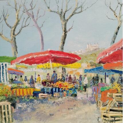 Painting marché à Lyon by Sannier Daniel | Painting Impressionism Oil Landscapes