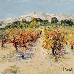 Pintura vignes au baux de provence por Sannier Daniel | Pintura Impressionism Aceite Paisajes