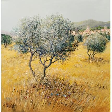 Peinture  oliviers vers Lourmarin par Sannier Daniel | Tableau Impressionnisme Huile Paysages