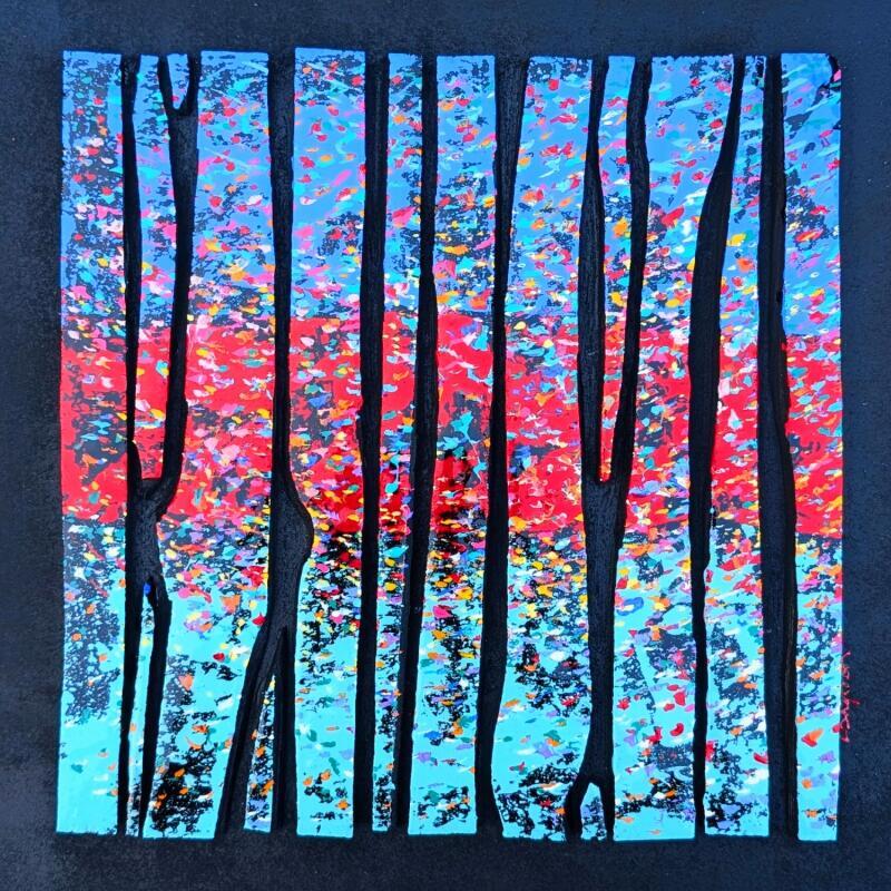 Gemälde Bc12 prairie rouge vert bleu von Langeron Luc | Gemälde Materialismus Holz Acryl Harz