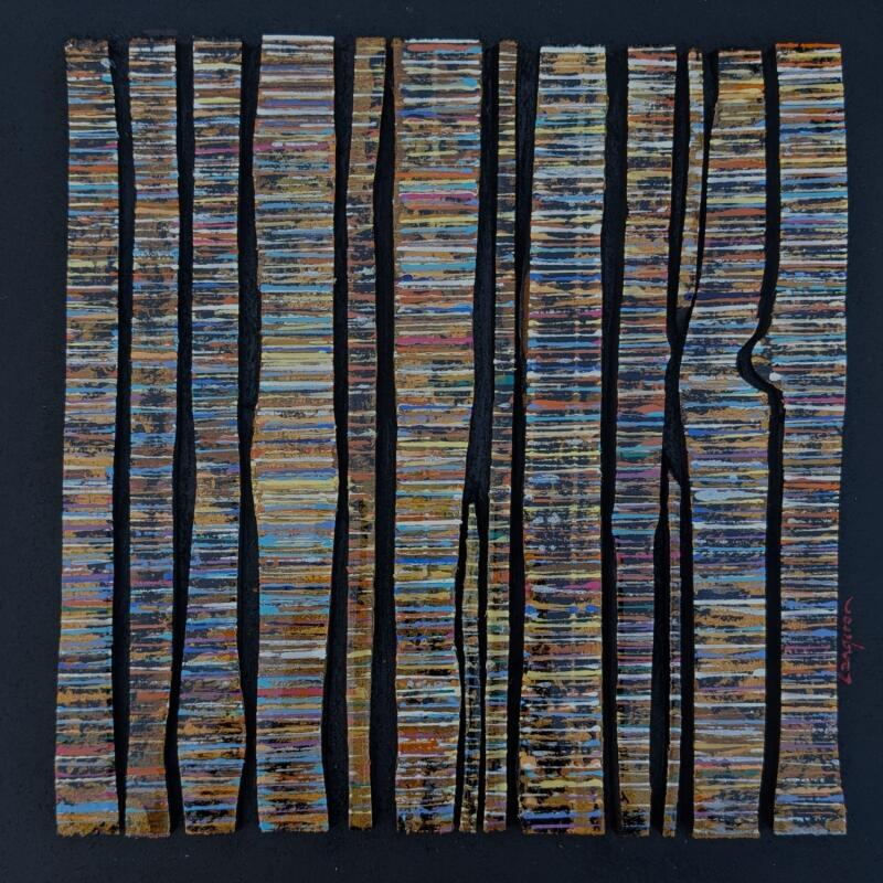 Painting Bc13 fine or argent multi jaune bleu by Langeron Luc | Painting Subject matter Wood Acrylic Resin