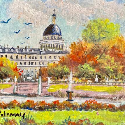 Peinture Le Pantheon vu du Jardin du Luxembourg par Lallemand Yves | Tableau Figuratif Acrylique Urbain