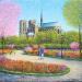 Peinture Le jardin fleuri de notre-dame par Dessapt Elika | Tableau Impressionnisme Acrylique Sable