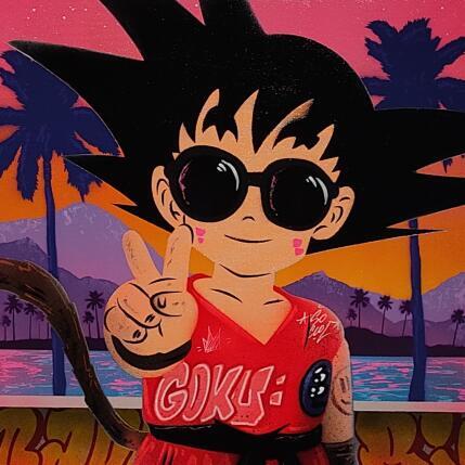 Painting Son Goku plage by Lemoine Mael | Painting Pop-art Acrylic, Graffiti Pop icons