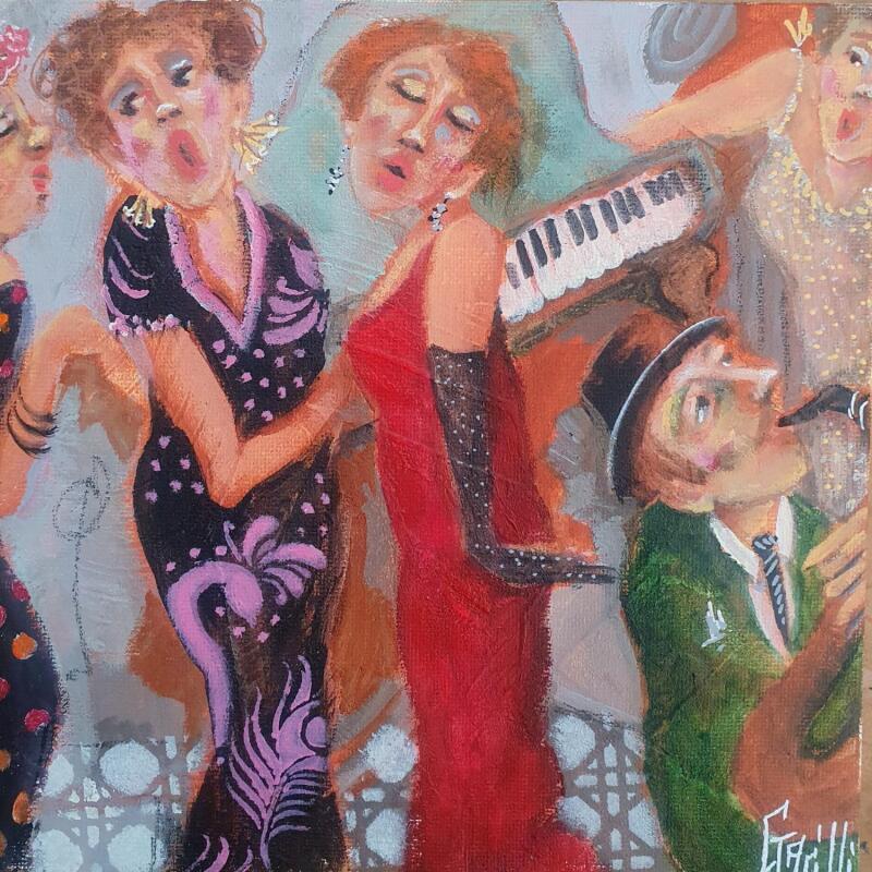 Painting pretty women at the cabaret.  by Garilli Nicole | Painting Figurative Life style Acrylic