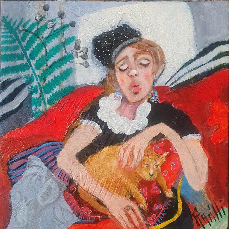 Peinture tenderness break.  par Garilli Nicole | Tableau Figuratif Scènes de vie Acrylique