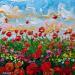 Peinture Petites fleurs des champs et coquelicots par Amblard Florence | Tableau Impressionnisme Nature Acrylique