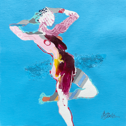 Painting Le tutu bleu by Cressanne | Painting Figurative Acrylic, Ink, Sand Nude, Pop icons