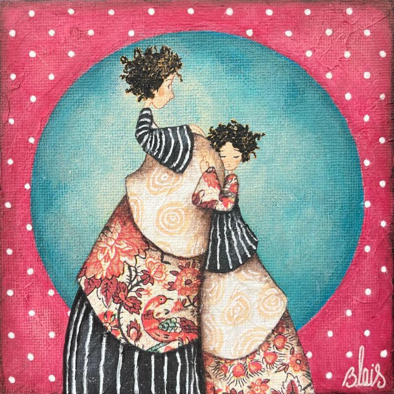 Peinture Justine et Léonie par Blais Delphine | Tableau Figuratif Scènes de vie Enfant Acrylique Collage