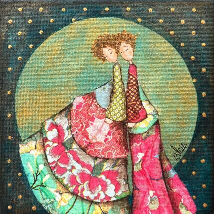 Peinture Ninon et Isidore par Blais Delphine | Tableau Figuratif Acrylique, Collage Scènes de vie