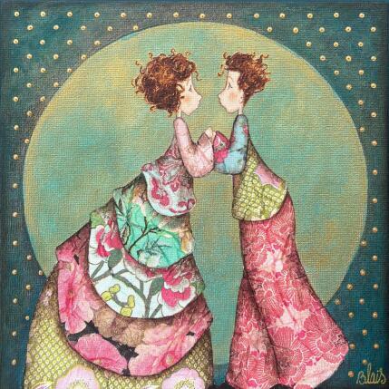 Peinture Adèle et Jules par Blais Delphine | Tableau Figuratif Acrylique, Collage