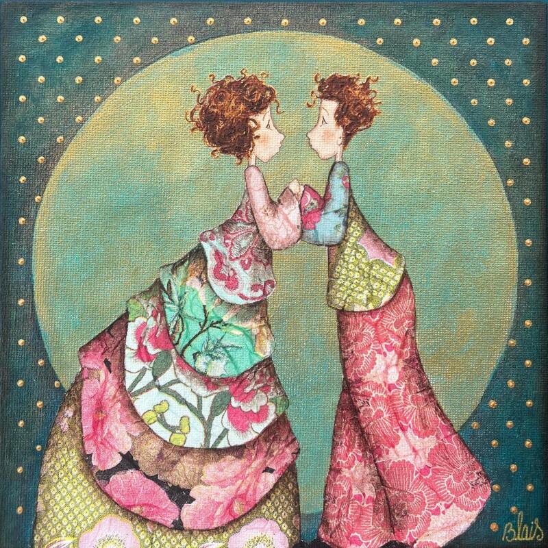 Peinture Adèle et Jules par Blais Delphine | Tableau Figuratif Acrylique Collage
