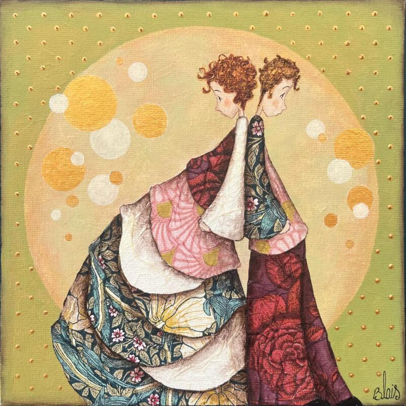 Painting Colette et Lucien by Blais Delphine | Painting Figurative Life style Acrylic Gluing