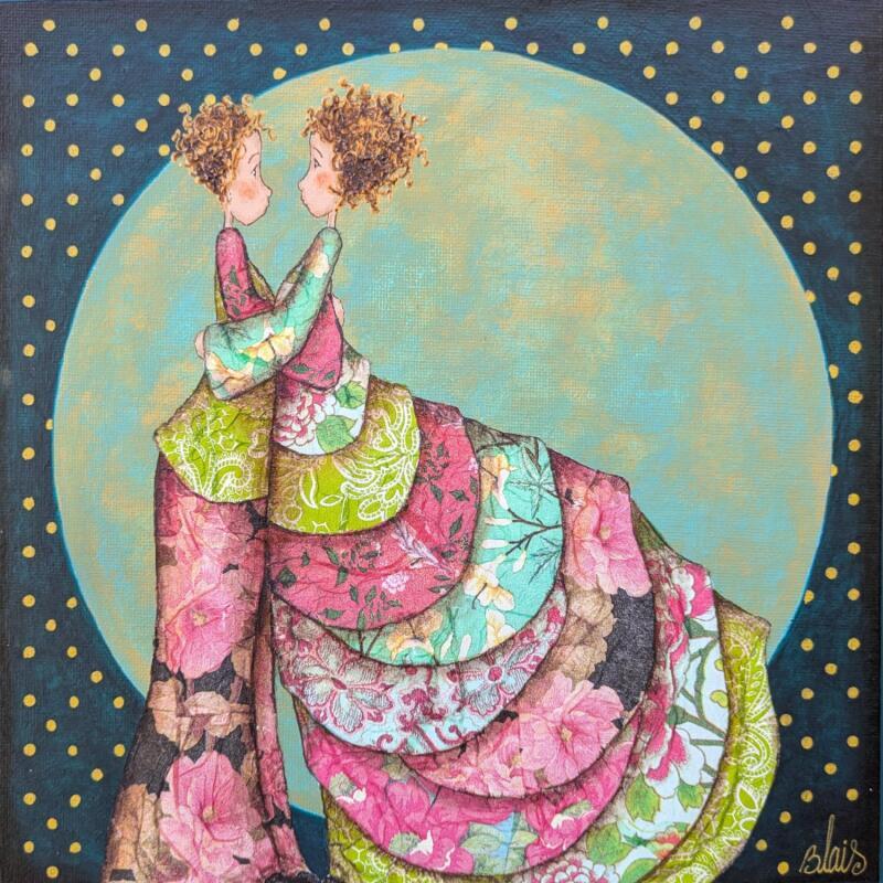 Painting Lison et Séraphin by Blais Delphine | Painting Figurative Acrylic Gluing