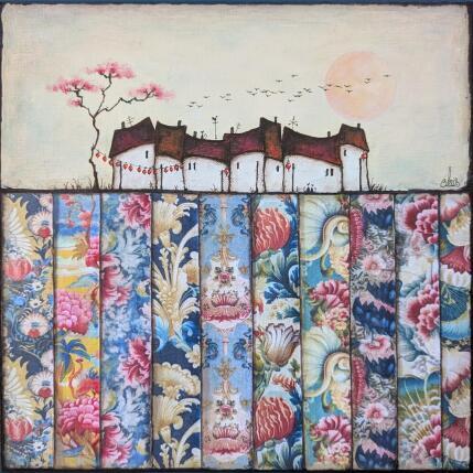 Peinture L'aube des jardins perdus par Blais Delphine | Tableau Art naïf Acrylique, Collage