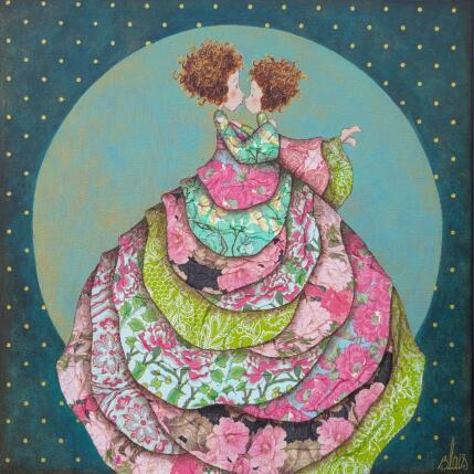 Gemälde Jeanne et Violette von Blais Delphine | Gemälde Figurativ Acryl, Collage Alltagsszenen