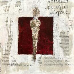 Peinture Rubis d'âme par Rocco Sophie | Tableau Art Singulier Acrylique, Collage, Sable