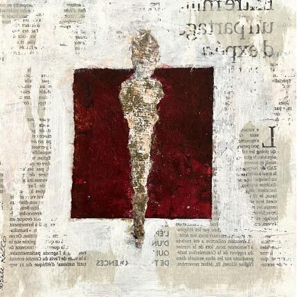 Peinture Rubis d'âme par Rocco Sophie | Tableau Art Singulier Acrylique, Collage, Sable