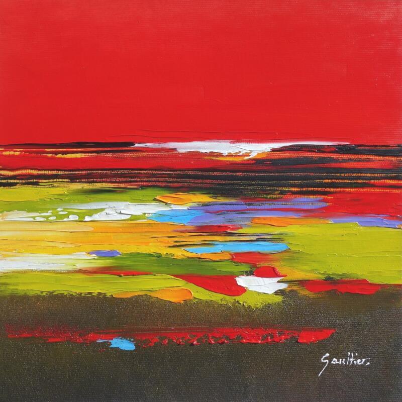 Pintura Soleil rouge por Gaultier Dominique | Pintura Abstracto Naturaleza Aceite