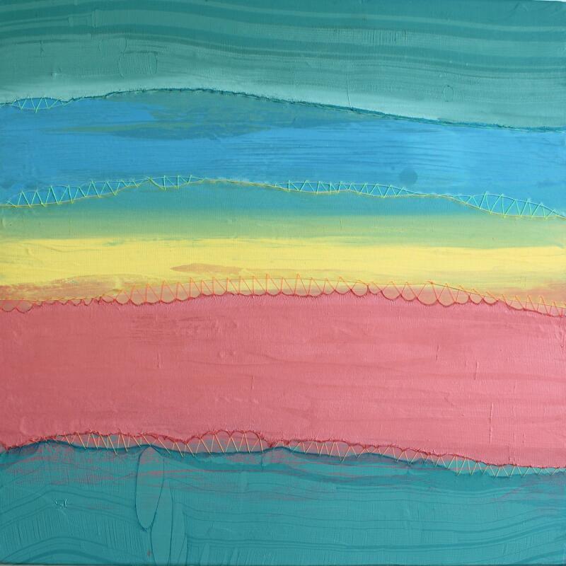Painting Sunset A-1 by Settimia Taroux | Painting Abstract Landscapes Acrylic Textile